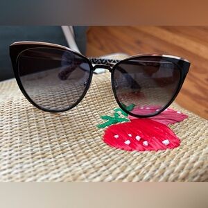 KATE SPADE JABREAS Cat Eye Designer Sunglasses in Black Gold/Grey Gradient 57 mm